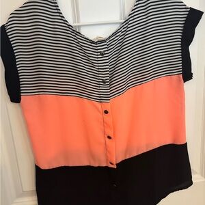 Striped Black and Pink Women's Top